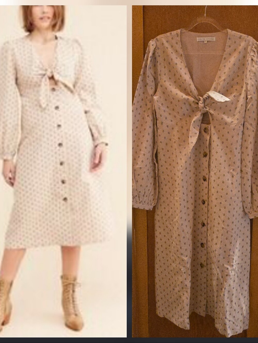 New no tags English factory womens medium tie front button down dress